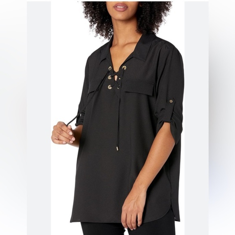 Calvin Klein Lace Up Blouse NWOT